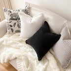 Foindtower Decorative Linen Fringe Throw Pillow Covers 24×24 Inch,Black - Image 6