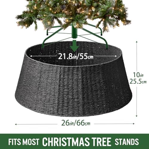 Hommtina Christmas Tree Collar- 26",Christmas Tree Base Christmas Basket Collar for Home, Living Room,for Covering Tree Stand (Black, 26 in) - Image 2