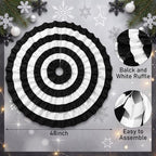 Civaner 48'' Christmas Black and White Tree Skirt, Ruffle Farmhouse Mat - Image 2