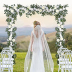 Lvydec 2 Pack Artificial Peony Flower Garland - 6ft Silk Peony Vine Willow Leaves and Eucalyptus Garland White Arch Flower Vine for Wedding Party Table Decoration (White) - Image 4