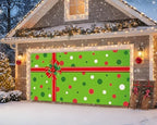 HunnmingRe 16 x 7ft Christmas Garage Door Cover, Red and Green Polka Dots - Image 5