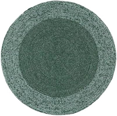 Lightnpro Handmade Beaded Placemats Set of 4 – 13 Inch Round Green Charger Mats | Handcrafted Artisan Table Accessories, Elegant Decorative Dining Table Décor for Weddings, Holidays & Parties - Image 2