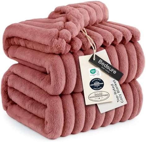 Bedsure Full Size Fleece Blankets for Bed Dusty Pink 84"x90" by BEDSURE