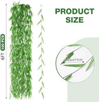 Riceshoot 200 Pcs 1200 ft Artificial Hanging Vines Green Garland Willow - Image 2