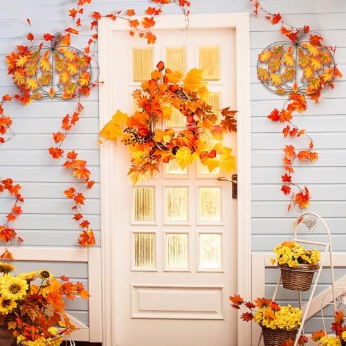 Wesiti 2 Pcs Metal Fall Pumpkin Wall Decor 14" Welcome Pumpkins Fall Sign Metal Farmhouse Autumn Vintage Leaf Wall Art Hanging Rustic Room Decor for Autumn Harvest Holiday Indoor Outdoor - Image 4