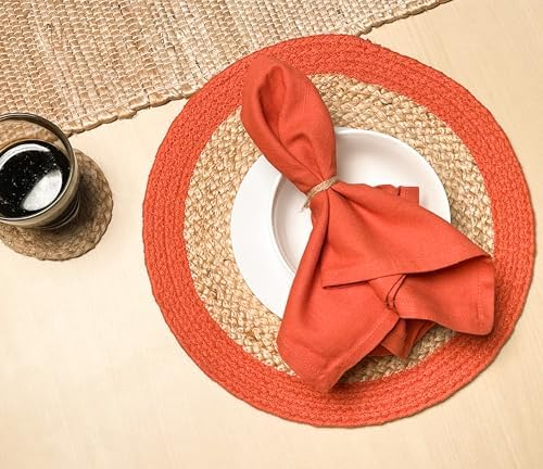 Chardin Home Round Verona Woven Jute & Cotton Placemat, 14 Inch, Set of 4 - Image 3