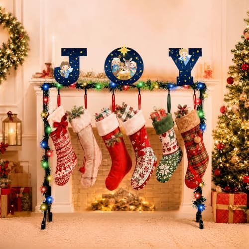 Treela Christmas Stocking Holder Stand for Floor Metal 6 Hook,Joy Nativity - Image 4
