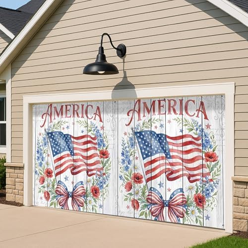 American 250th Birthday Garage Door Cover Decorations, 4th of July Photograph Backdrop America USA Banner 250th Anniversary Garage Door for Independence Day Patriotic Party Outdoor Decor Banners (C) - Image 3