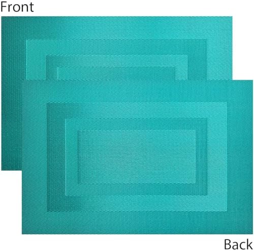 PIGCHCY Placemats Set of 12 Washable Durable Place Mats Vinyl Heat Resistant Non-Slip Table Mats Indoor Outdoor (18 x 12 inches, Turquoise Blue) - Image 3