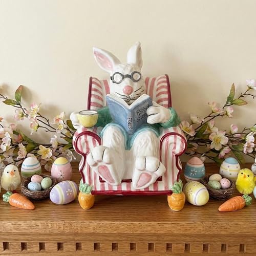 Blue Sky Clayworks Easter Bunny Chair Figurine, 6" L x 7.75" W x 8.375" H - Image 2