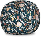 Ambesonne Spaceship Storage Toy Bag Chair, Hand Drawn Space Exploration Themed Cartoon Drawing Style Image Alien Planets, Stuffed Animal Organizer Washable Bag, Large Size, Navy Blue by Ambesonne