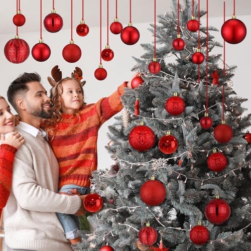 36 Pcs Christmas Balls Ornaments for Ceiling, Red - Image 6
