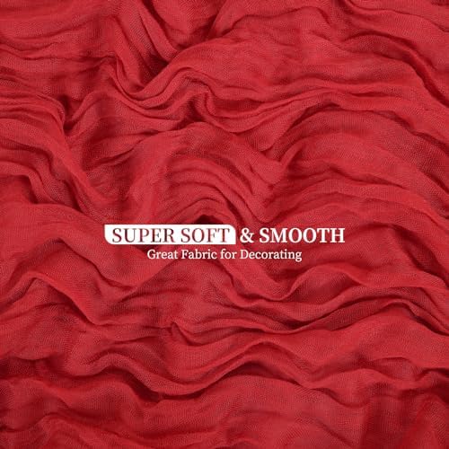 20 Pack Red Cheesecloth Table Runner 120 Inch 10FT Rustic Boho Gauze Cheese Cloth Table Runner for Wedding Party Baby Shower Thanksgiving Christmas Decoration - Image 2