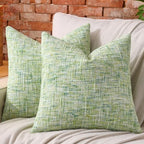 AmHoo Pack of 2 Chenille Textured Throw Pillow Cover, 500GSM Boho Farmhouse Decorative Couch Pillow Covers for Modern Home Decor Bed Sofa Living Room 18 x 18-Inch Light Green by AmHootextile