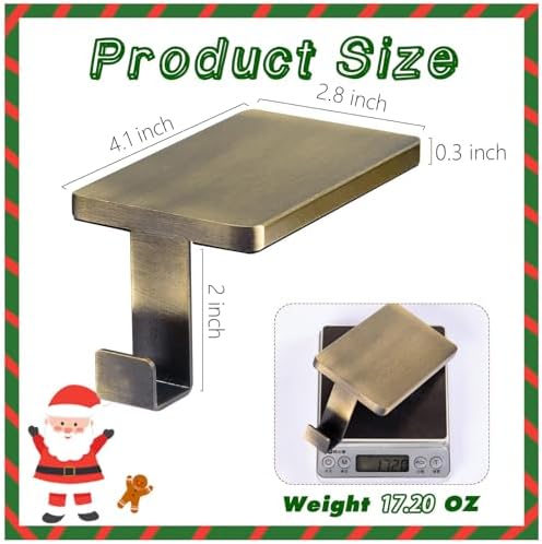 4 Pcs Christmas Stocking Holder for Mantel Fireplace Metal Stocking Hangers Hanging Hooks Heavy Duty Weighted Stocking Holder Bases for Xmas Shelf Fireplace Stair Decor (4, Bronze) - Image 2