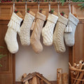 steo spce 6 Pack Vintage Knit Christmas Stockings – White Beige Apricot Rustic Boho Farmhouse Cable Knitted Holiday Set by steo+spce