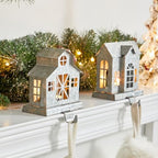 Glitzhome Galvanized Christmas Stocking Holder, Set of 3 Rustic Mantel Hooks for Fireplace, Heavy Duty Metal Sock Hangers with Country Farmhouse Design, Party Decorations for Holiday Home - Image 3