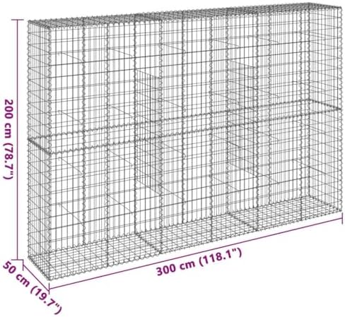 vidaXL Galvanized Gabion Basket/Cage 118.1"x19.7"x78.7" with Cover - Sturdy - Outdoor Landscape Structure - Image 3