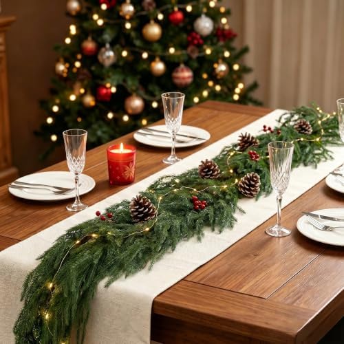 9FT 2 Pack Norfolk Pine Garland, Realistic Christmas Mantel Decor - Image 3