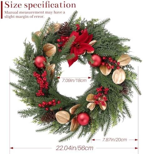 26" Lifelike Touch Artificial Christmas Pine Wreath for Front Door - Image 2