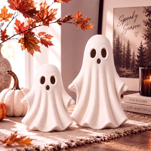 RattanView 2 Pcs Halloween Terracotta Ghost Large Figurines Decor - Image 4