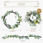 24'' Spring Summer Wreath Decoration for Front Door,Mantle, LED Lights with 8 Light Modes, Artificial Summer Floral Wreath with Easter Eggs Lambs Ear Leaves for Indoor Outdoor,Holiday Decor - Image 5