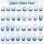 Der Rose 32pcs Blue Bud Vases in Bulk Small Vases for Home Office Decor - Image 3
