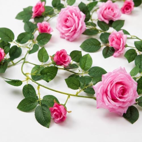71in Artificial Rose Vine Silk Flower Garland Wedding Garden Decor(Purple) - Image 3