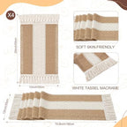 4 Sets Khaki Kitchen Decor,Table Setting Decor with Round Woven,Rectangular,Wooden Bead Napkin Rings,Cloth Napkins,Table Runner & Storage Basket,Natural Burlap Cotton for Kitchen Dining Table Home - Image 3
