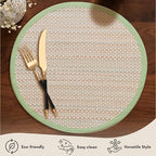 Hausattire Bamboo Placemats for Dining Table Set of 10 Washable 14 Inches Round Square Place Mats Sushi Mats for Kitchen Table Outdoor Parties Farmhouse Easter Decoration - Green - Image 2