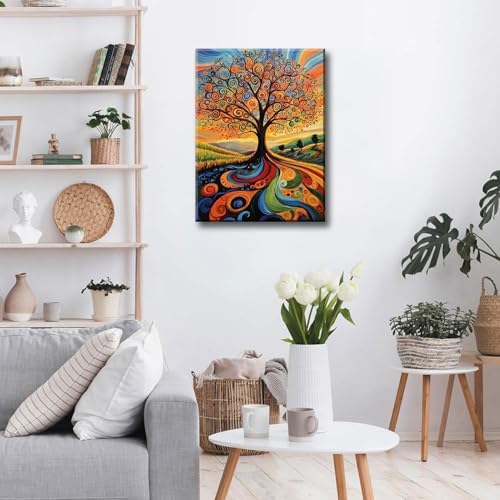 Abstract Tree of Life Canvas Wall Art Colorful Graffiti Tree Decor painting Pictures Modern Landscape Trees Posters Prints for living room Bathroom Bedroom Office Hallway Home Decoration - Image 3