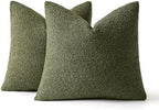 MIULEE 18x18 Decorative Boucle Couch Pillow Covers Moss Green - Image 6
