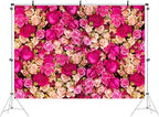 Ticuenicoa 10x7ft Pink Red Rose Flowers Photography Backdrop Valentine's Day Photo Background Baby Shower Wedding Birthday Decoration Bridal Shower Wedding Blossoms Roses Wall Art - Image 2
