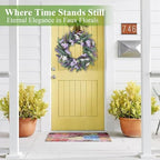 U'Artlines 24 Inch Tulip Wreath for Front Door, Spring Summer Silk Lavender Wreath with Eucalyptus Leaves Artificial Tulip Flower Wreaths for All Seasons Window Wall Wedding Valentines Day Decor - Image 6
