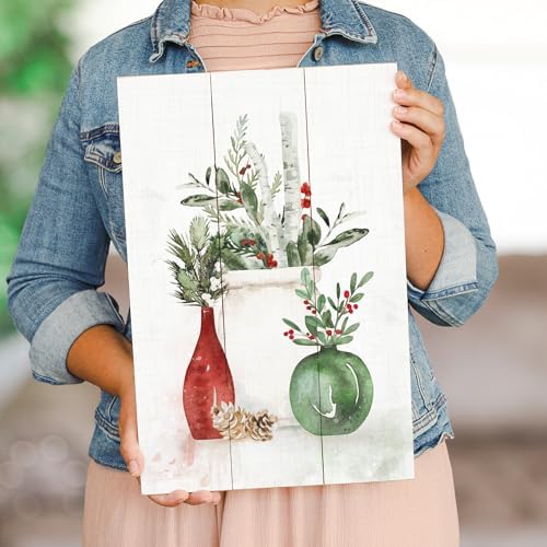 Simply Said, INC Rustic Pallets Christmas Decor, Christmas Greenery Pots Watercolor, 16 x 10.5 inch Wood Sign, Made in USA, RUS1541 - Image 3