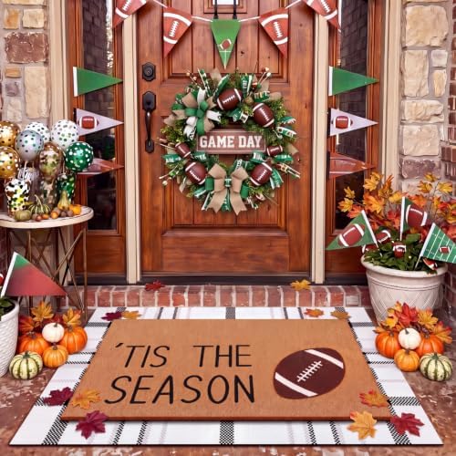 Drydiet 2 Pcs Football Layered Doormats Fall Football Coir Welcome Mat - Image 2