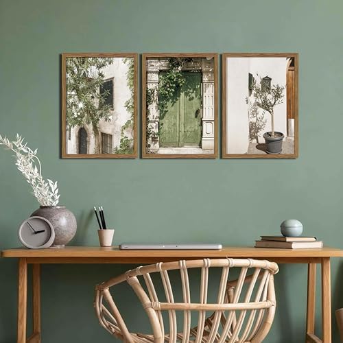 Wood Framed Vintage Italy Wall Art, Olive Green City Landscape Canvas Wall Decor Paintings, Large Modern Minimalist Posters Prints Pictures for Living Room,Bedroom,Office 16x24 Inch - Image 6