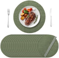 Aneco 50 Pieces Round Burlap Placemats 13.78 Inch Reusable Sage Green Table Mats Heat Resistant Natural Jute Fibers Placemats Burlap Circle Rustic Table Decorations for Dinner Holiday Farmhouse Decor by Aneco