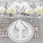 Bodrum Pearls Round Embroidered Placemats Set of 4 – 15" Elegant Table Mats for Dining, Weddings & Special Occasions, Decorative, Wipe-Clean Vinyl Placemats, Pure White/Navy - Image 4
