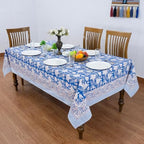 Home Spun & Crafts 72x118 Inches Rectangle Hand Block Print Tablecloth, 100% Cotton, Blue Floral Table Cloths Washable, Traditional Indian for Dining Outdoor Thanksgiving Halloween Christmas - Image 4