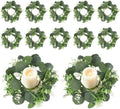 12 Pcs Artificial Eucalyptus Candle Rings Wreaths by Unknown