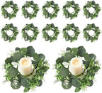 12 Pcs Artificial Eucalyptus Candle Rings Wreaths by Unknown