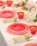 Bestluck 700PCS Clear Red Plastic Plates for 100 Guests - Image 7