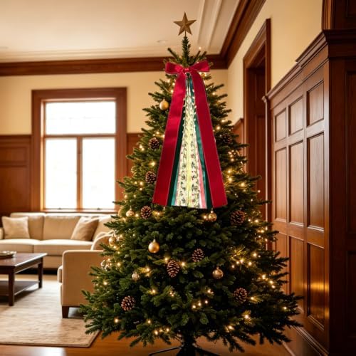 Dream Loom Christmas Assorted Ribbon Bow for Wreath, 2Pcs Large Xmas Clip-On Wreaths Ribbon Bundle Decorative Wreath Sash for Front Door Wall Window Indoor Outdoor - Image 3