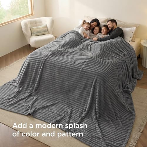 Bedsure Soft Large Fleece Blanket for Bed Frost Gray 120"x120" - Image 4