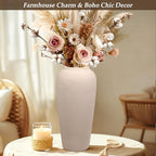 Tall Ceramic Vase 12 Inch Neutral Textured Vase,Cream Vase for Home Decor - Image 3
