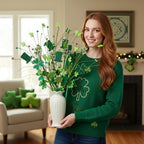 Thiccywoov 12 Pcs St. Patrick's Day Shamrock Berry Stems Decor Tree Glitter Stems Ornaments for DIY Holiday(Green,Shamrock) - Image 6