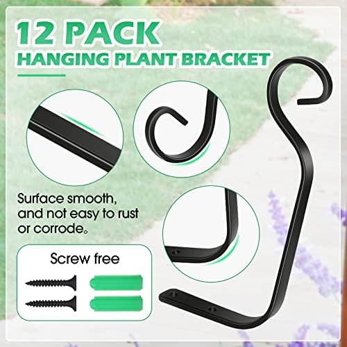 12 Pack Hanging Plant Bracket 7.3 Inches Metal Hook Decorative Straight Hanger for Bird Feeders, Wind Chimes, Flower Baskets, Planters Indoor Outdoor Wall - Image 6
