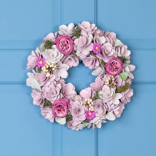 Northlight Wooden Floral Artificial Spring Wreath Dried Foliage 13.5" - Image 2