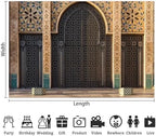 Leowefowa Moroccan Palace Door Photoshoot Backdrop 18x7ft Vinyl Middle Eastern Architecture Party Decorations Banner for Birthday Holiday Photography Portrait Photo Booth Props - Image 3